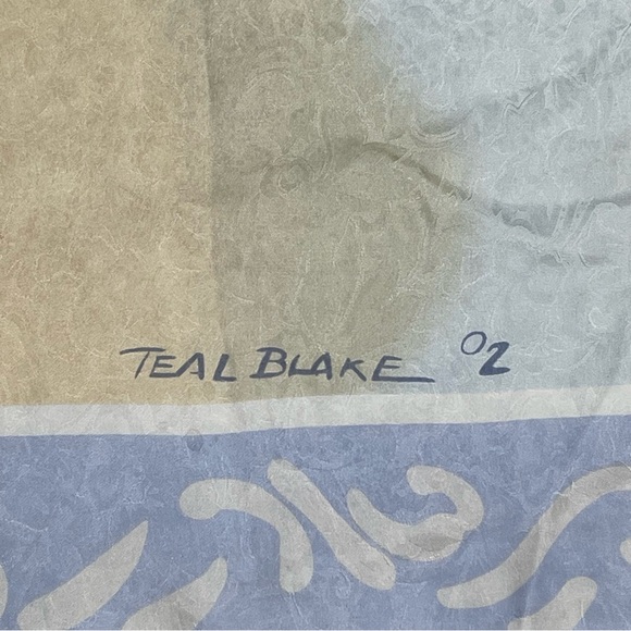 Wyoming Traders 100% Silk Scarf Light Blue Western Cowboy Coastal Cowgirl Bronco - Picture 8 of 10